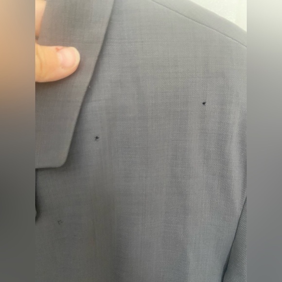 Burberry’s Gray Virgin Wool Blazer Coat Size 16 Vintage Oversized *damaged* - Picture 7 of 14